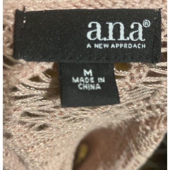 a.n.a. A New Approach Pink Medium Loose Open Knit Sweater Beach Fall Vacation - Picture 3 of 14